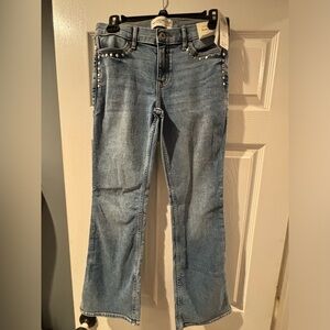 NWT Abercrombie kids low rise boot cut girls jeans stretch size 15/16 short
